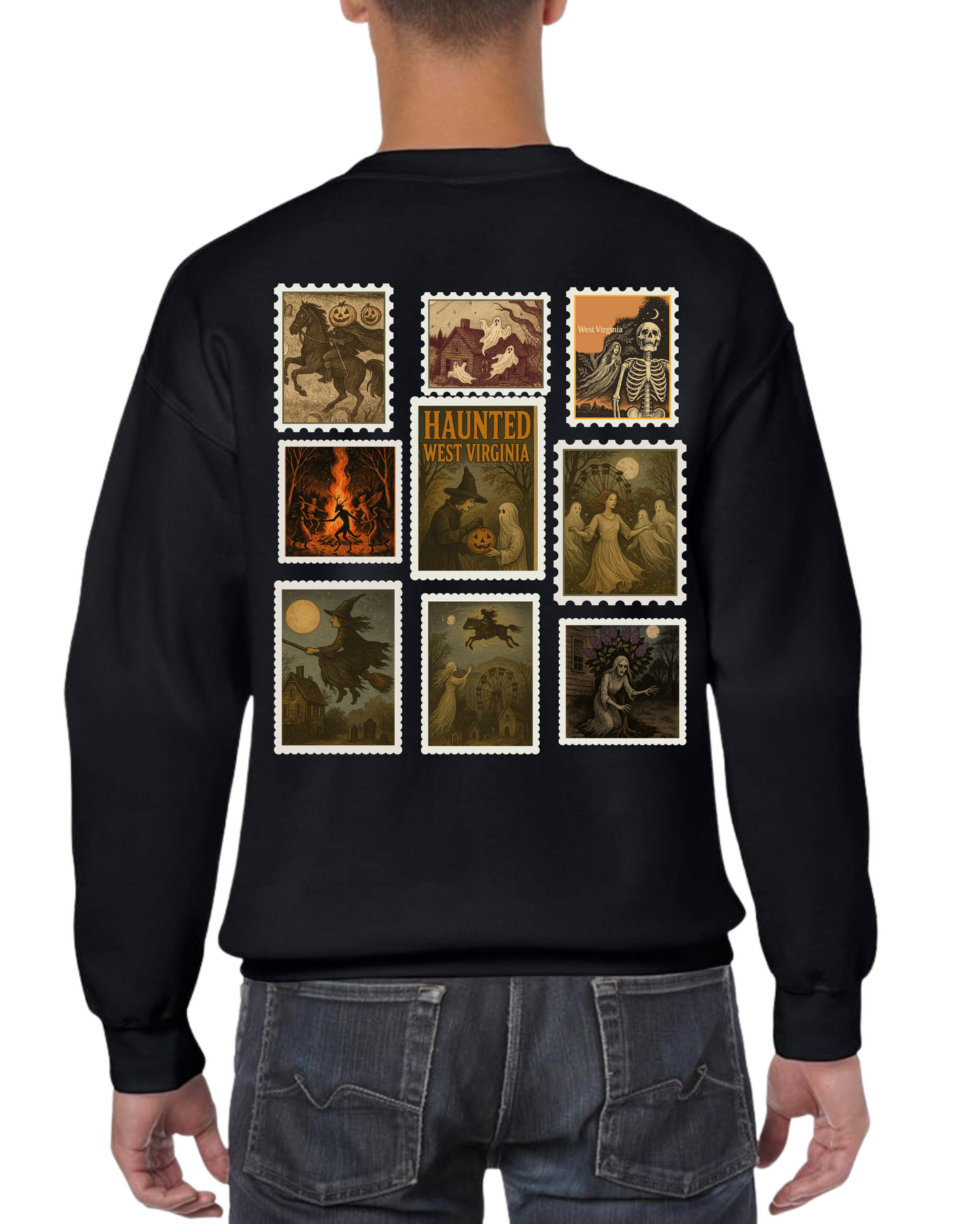 Postage Stamp Set Gildan Crewneck Sweatshirt
