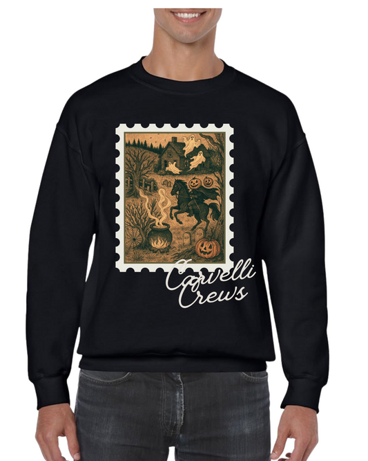 Large Haunted Postage Stamp Gildan Crewneck Sweatshirt