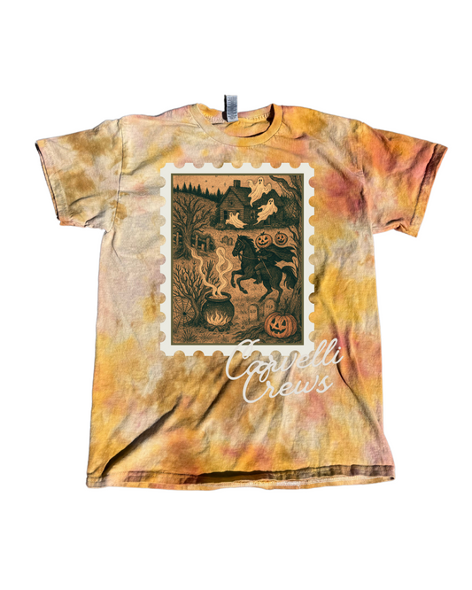Large Headless Horseman Postage Stamp Tie-dye Tee