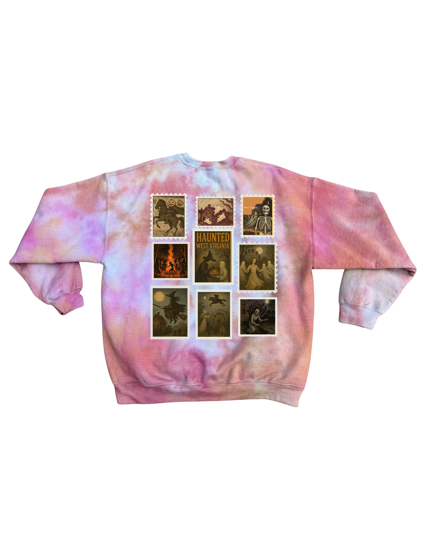 Postage Stamp Set Tie-dye Gildan Crewneck Sweatshirt